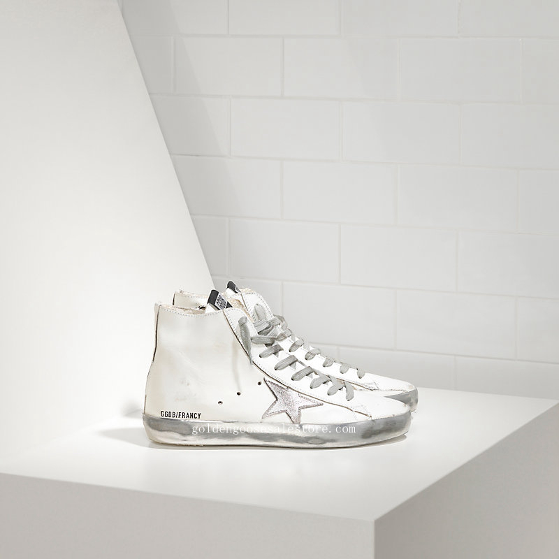 Golden Goose Deluxe Brand Women Francy Sneakers In Leather And Silver Suede Star
